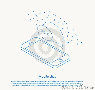 Mobile chat thin line design Vector Illustration