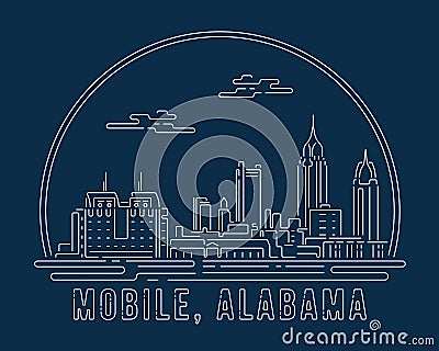 Mobile - Cityscape with white abstract line corner curve modern style on dark blue background, building skyline city vector Vector Illustration