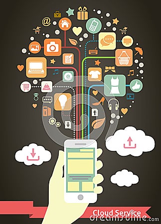 Mobile Cloud Service infographic Vector Illustration