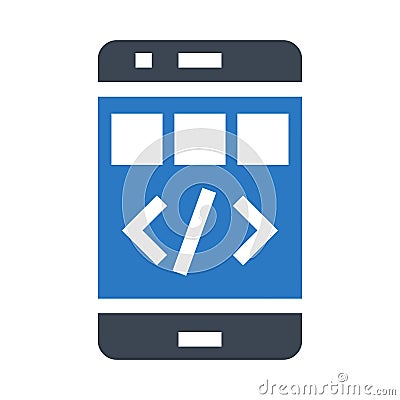 Mobile coding glyphs double color icon Stock Photo