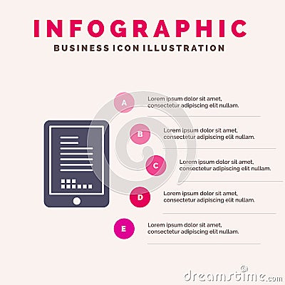 Mobile, Coding, Hardware, Cell Infographics Presentation Template. 5 Steps Presentation Vector Illustration