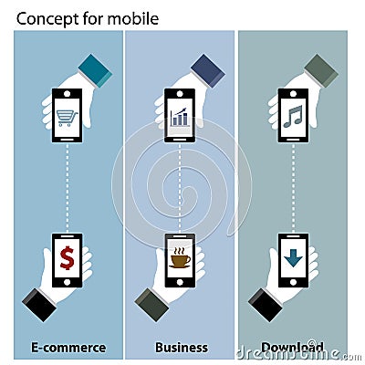 Mobile concept e-commerce , business , download Vector Illustration