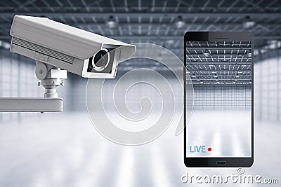 Mobile connect with security camera Stock Photo