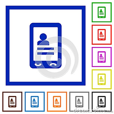 Mobile contacts flat framed icons Stock Photo