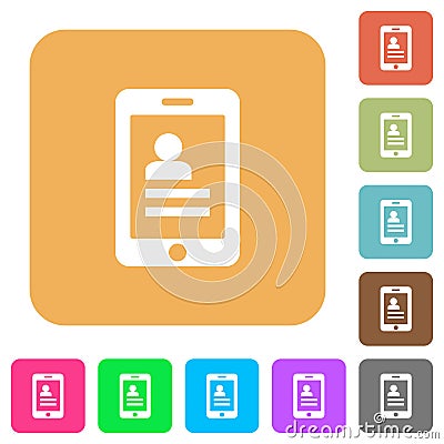 Mobile contacts rounded square flat icons Stock Photo