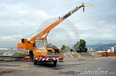 Mobile crane in operation2 Stock Photo