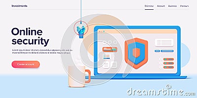 Mobile data security in 3d vector illustration. Online protection system concept with smartphone and verification code field. Vector Illustration