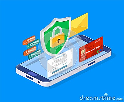 Mobile data security Vector Illustration