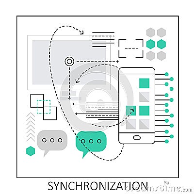 Mobile data synchronization Vector Illustration