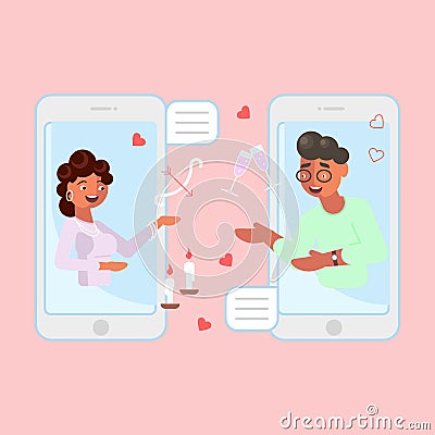 Mobile dating app Vector Illustration