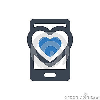 Mobile dating icon Vector Illustration