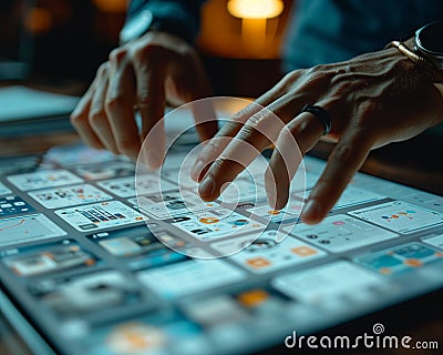 Mobile Developer Testing User Interfaces on Smart Devices Stock Photo