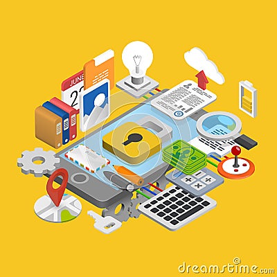 Mobile development icons set Vector Illustration