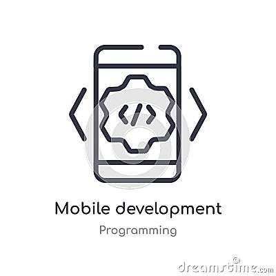 mobile development outline icon. isolated line vector illustration from programming collection. editable thin stroke mobile Vector Illustration