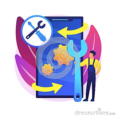 Mobile device repair abstract concept vector illustration. Vector Illustration