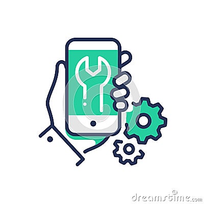 Mobile Device Repair - modern vector line design single icon. Vector Illustration