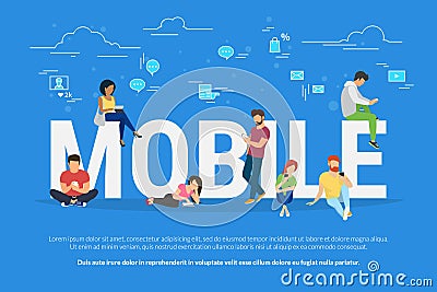 Mobile devices usage concept illustration Vector Illustration