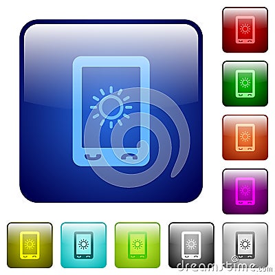 Mobile display brightness color square buttons Stock Photo