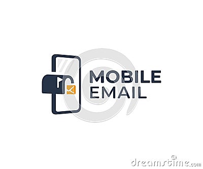 Mobile e-mail logo design. Smartphone and mailbox with envelope vector design Vector Illustration