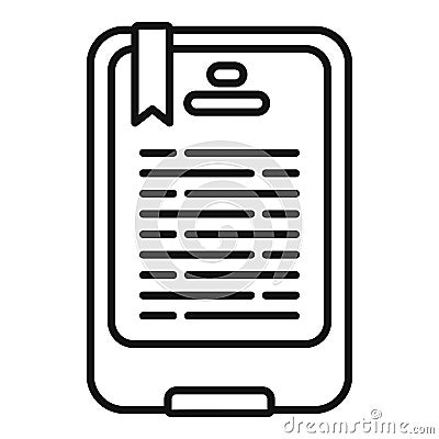 Mobile ebook icon outline vector. Online education Vector Illustration