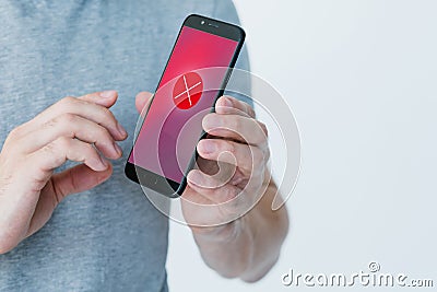 mobile error access block user phone red warning Stock Photo