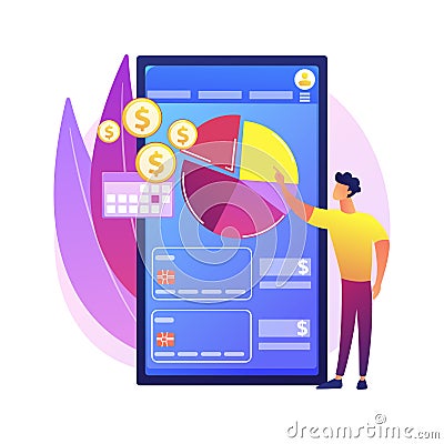 Mobile expense management abstract concept vector illustration. Vector Illustration