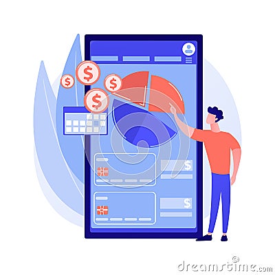 Mobile expense management abstract concept vector illustration. Vector Illustration