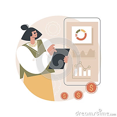 Mobile expense management abstract concept vector illustration. Vector Illustration