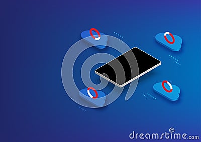 Mobile file upload status Hitechnology Vector Illustration