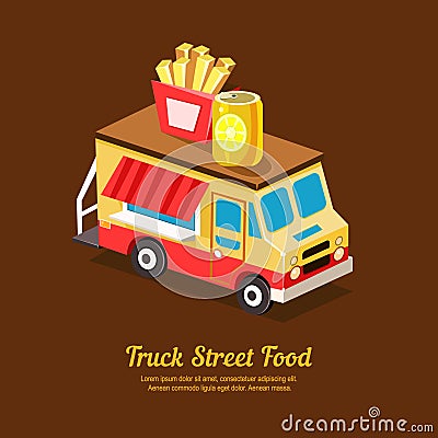 Mobile Food Van Vector Illustration