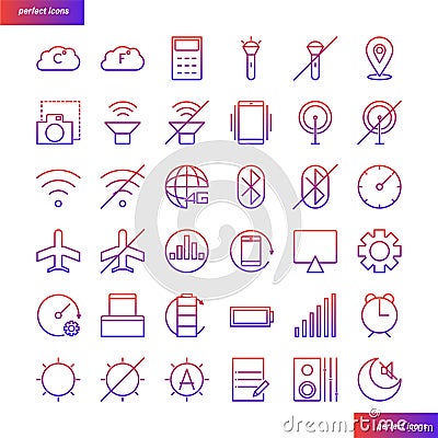 Mobile Function gradient icons set Vector Illustration