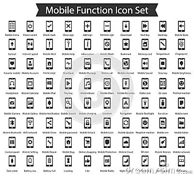 Mobile Function Icon Set Vector Illustration