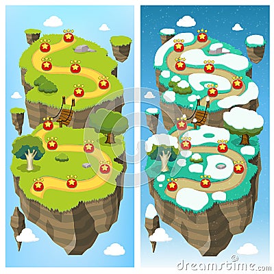 Mobile Game Level Map Concept Vector Illustration