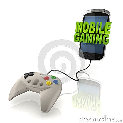 Mobile gaming 3d concept - smart phone with gamepad Cartoon Illustration