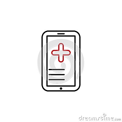 Mobile Health 2 colored line icon. Simple colored element illustration. Mobile Health icon design from medicine set Cartoon Illustration