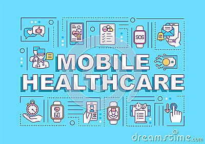 Mobile healthcare word concepts banner Vector Illustration