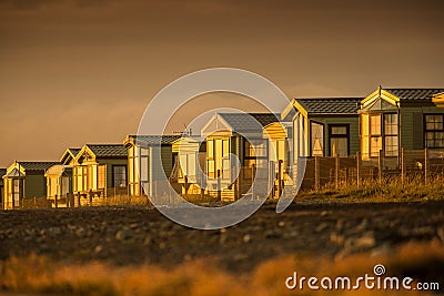 Mobile homes sunset Stock Photo