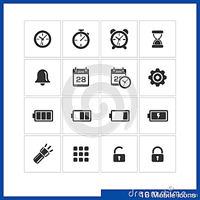 Mobile icon set. Vector Illustration