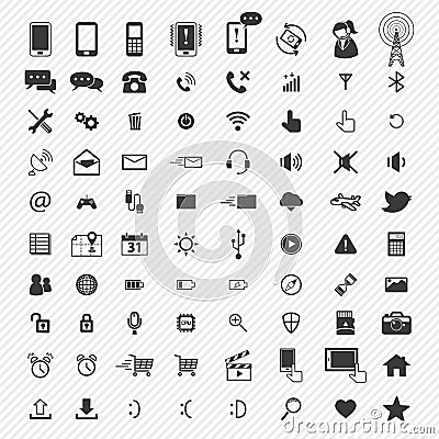 Mobile icons set. illustration Vector Illustration