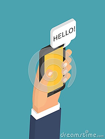 Mobile instant messenger chat, 3d flat isometric Vector Illustration