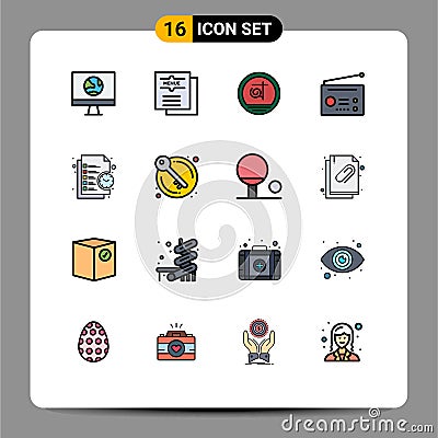 Mobile Interface Flat Color Filled Line Set of 16 Pictograms of technology, gadgets, menu, devices, bangladeshi Vector Illustration