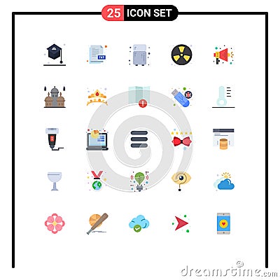 25 User Interface Flat Color Pack of modern Signs and Symbols of megaphone, float, electronic, fireman, fighter Vector Illustration