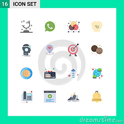 Mobile Interface Flat Color Set of 16 Pictograms of resources, human, watts app, business, graphic Vector Illustration