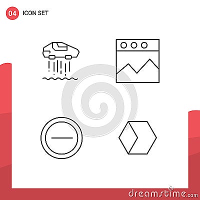 Modern Set of 4 Filledline Flat Colors and symbols such as hovercar, user, technolody, website, price Vector Illustration