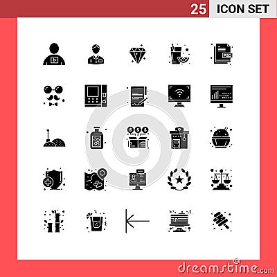 Universal Icon Symbols Group of 25 Modern Solid Glyphs of creative, juice, hotel, fruit, sucess Vector Illustration