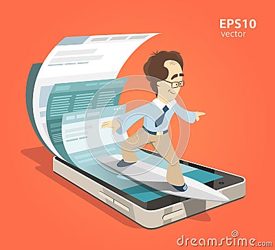 Mobile internet surfing Vector Illustration