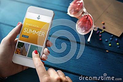 Mobile Internet Surfing Summer Website Concept Stock Photo