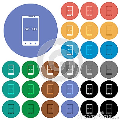 Mobile iris scanner round flat multi colored icons Stock Photo