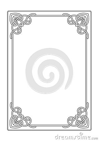 Irish style decorative frame. Celtic decorative corners. Cartoon Illustration