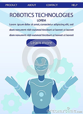 Mobile Landing Page Advertise Robotic Technologies Vector Illustration